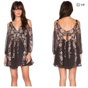 Free People Penny Lover Mini Dress Fairy Whimsigoth Raven Combo NWT